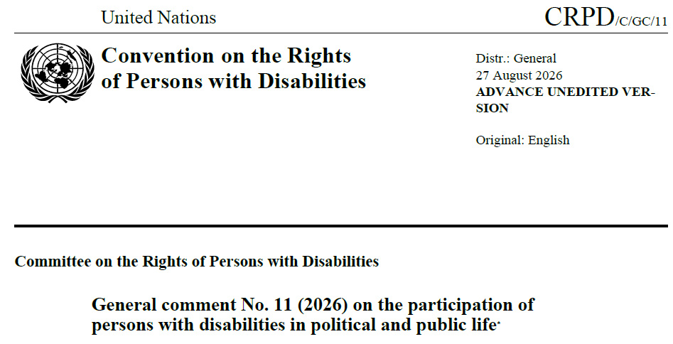 Deckblatt CRPD General Comment no. 11 - Advance unedited version